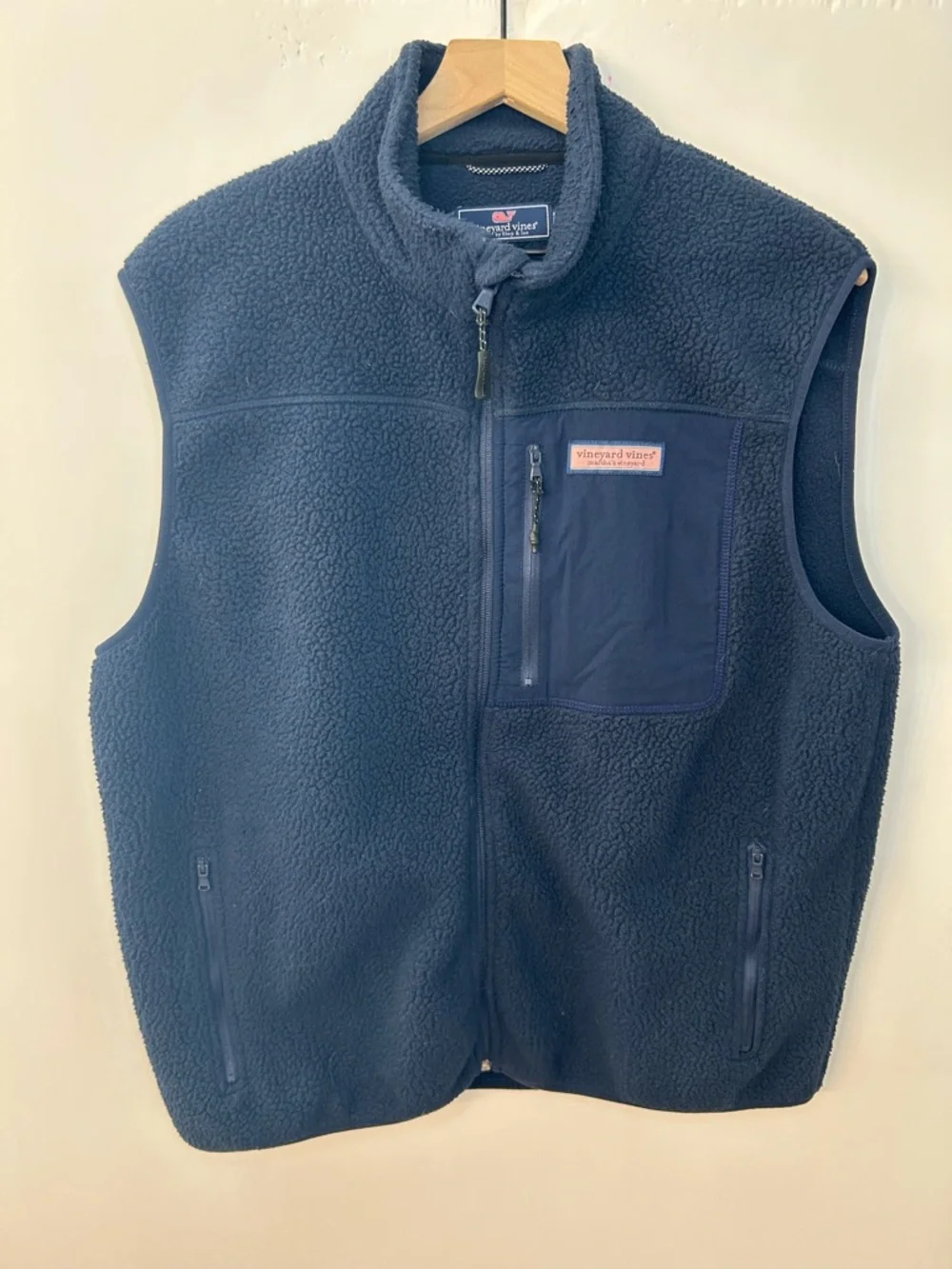 Vineyard Vines Men’s Navy Blue Stillwater Sherpa Vest, Size Large - Picture 4 of 11